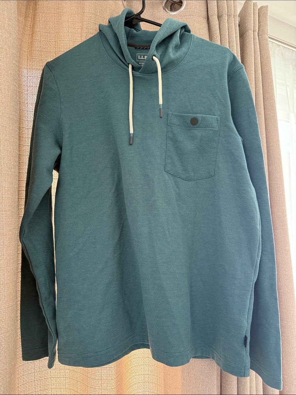L.L. Bean Teal Men's Bold Coast Pullover, Hoodie, medium reg worn once